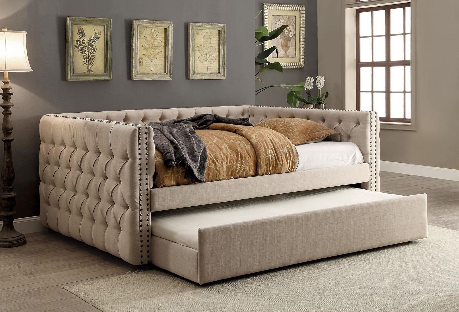 Tufted shop trundle bed